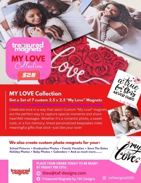 MY LOVE Collection - Custom Photo Valentines Magnets