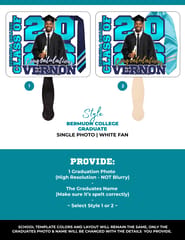 Single Photo Graduation Fan (White)