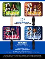 3 Photo Graduation Fan (Full Color)