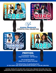 3 Photo Graduation Fan (Full Color)