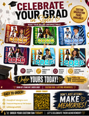 3 Photo Graduation Fan (Full Color)